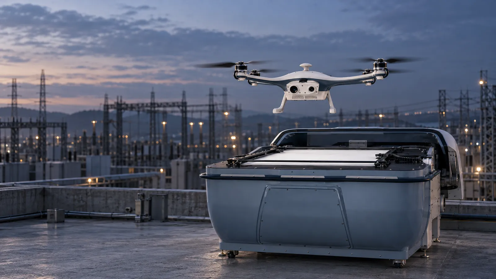 Percepto Air Max + Percepto Base, Drone-in-a-box for industrial sites