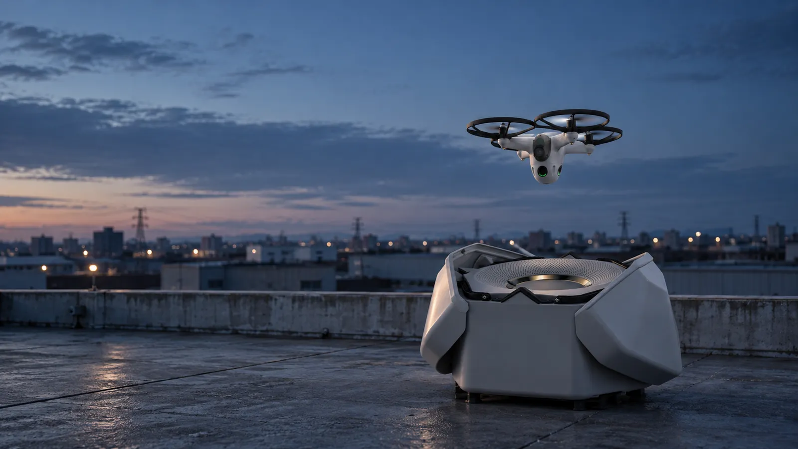 Sunflower Labs Beehive (Bee + Hive), Docked security patrol drone