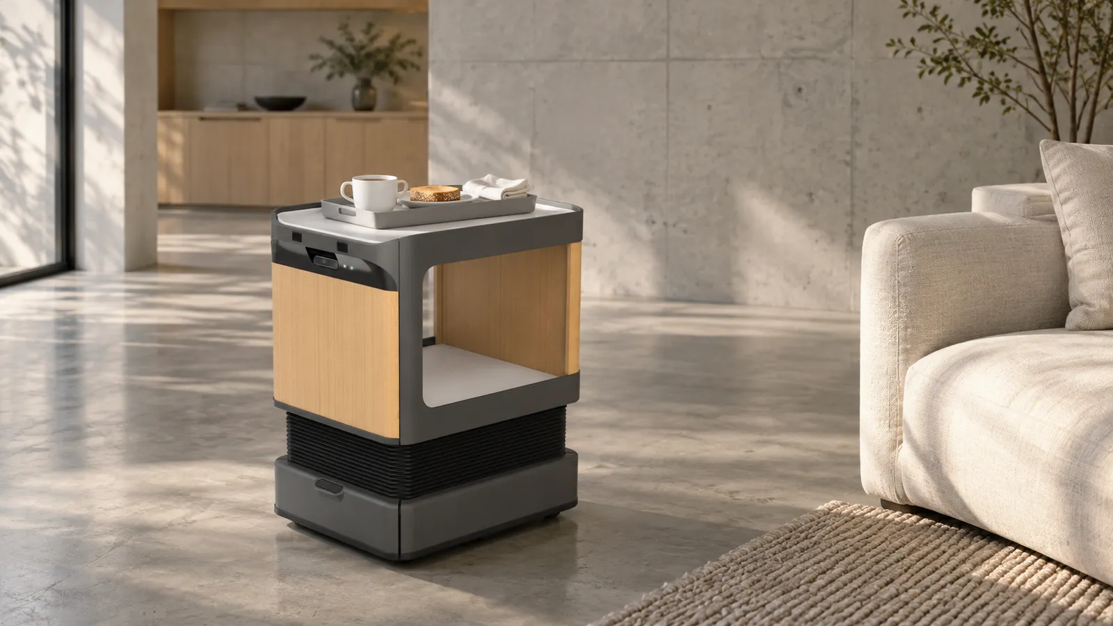Labrador Retriever, Assistive mobile shelf robot with tray retrieval